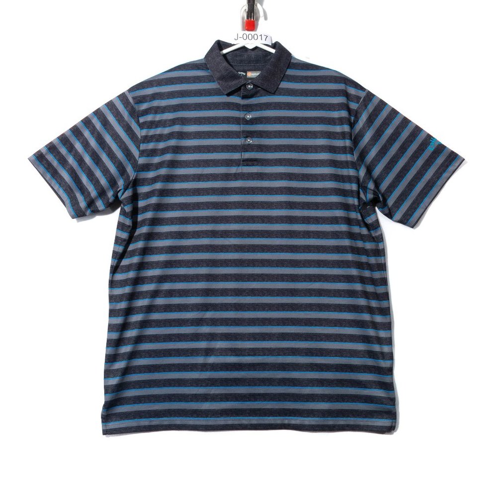 Callaway Opti Dri Gray and Blue Striped Golf Shirt Size Large